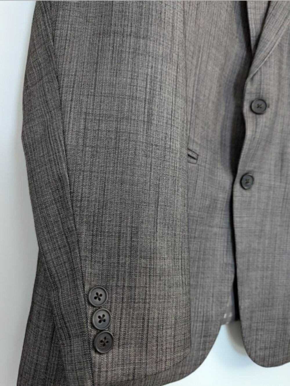Tailored Men’s Brown Gray Blazer Smooth Suiting Fabric Double Vent - Picture 4 of 16